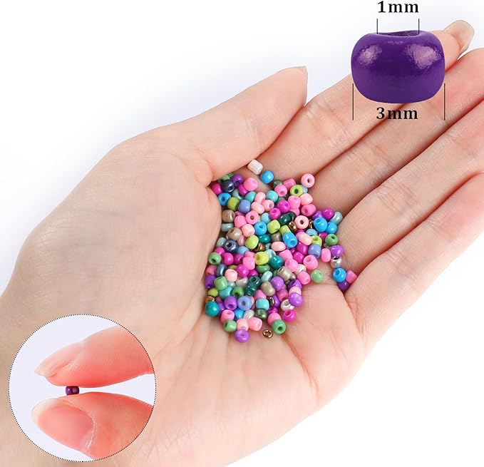 13000pcs 3mm Glass Seed Beads 24 Colors Small Craft Beads Small Beads for DIY Bracelet Necklace Ring Craft Jewelry Making, with Scissor and Two Clear Bracelet String (540pcs per Color