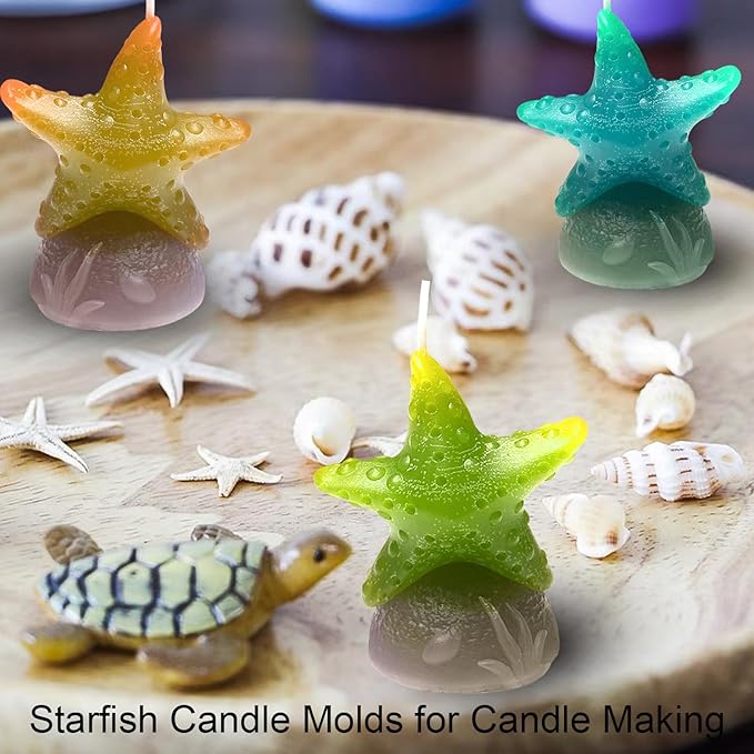 ZQYSING Starfish Candle Mold for Candle Making, Ocean Beach Sea Silicone Molds for Epoxy Resin Candle Wax Soap Clay Gypsum Home Decoration