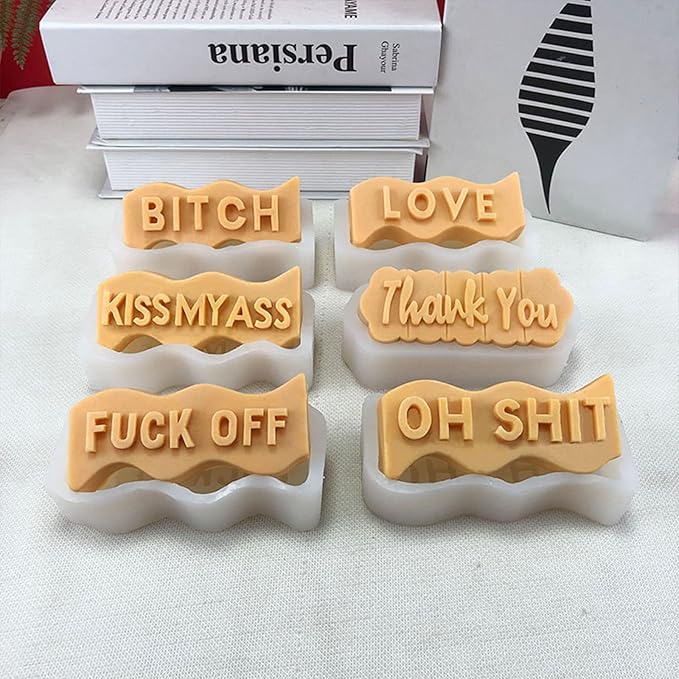 TOPYS Wave Alphabet Letter Pillar Silicone Candle Molds, DIY Casting Epoxy Letter Molds for Clay Resin Pendant Plaster Carving Making Aromatherapy White Elephant Gifts (Bitch)