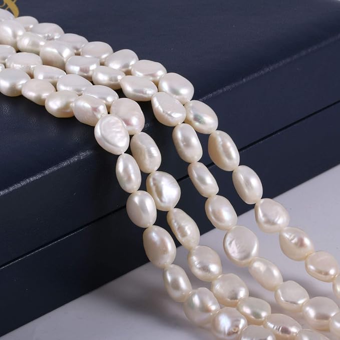 Natural Pearl Freshwater Cultured Pearl Beads for Jewelry Making Punch Loose Beads Handmake DIY for Jewelry Making DIY Women Necklace Bracelet 10-11 mm Color White 14 inches