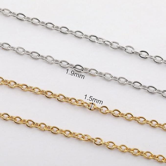 SMYHTGLIF 2 Rolls Total 65.6 Feet Oval Cable Chain for Jewelry Making Gold & Silver Stainless Steel Jewelry Making Chains DIY Craft Jewelry Findings