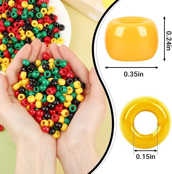UPINS Juneteenth Beads,1200Pcs Red Yellow Green Black Beads for Jewelry Making DIY Crafts Black History Month Beads Party Decoration Necklace Bracelets