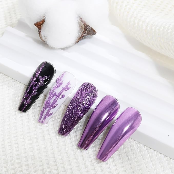 Artdone Chrome Nail Powder, Purple Iridescent Aurora Powder Metallic Mirror Effect Pigment Pearlescent Mermaid Pigment Pearl Glitter Dust Kit, Nail Art Decoration, Resin Craft