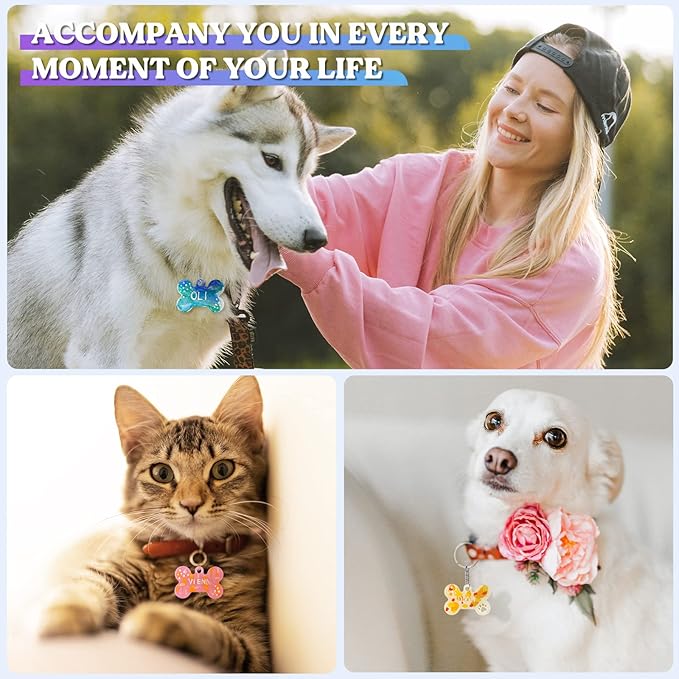 LET'S RESIN Pet Tag Resin Molds Silicone, Cat Dog Tag Molds for Epoxy Resin & UV Resina 2'' & 1.7'', Bone Shape Resina Keychain Molds with 10Pcs Key Ring & 10pcs Jump Ring, DIY Keychain Pendant Crafts