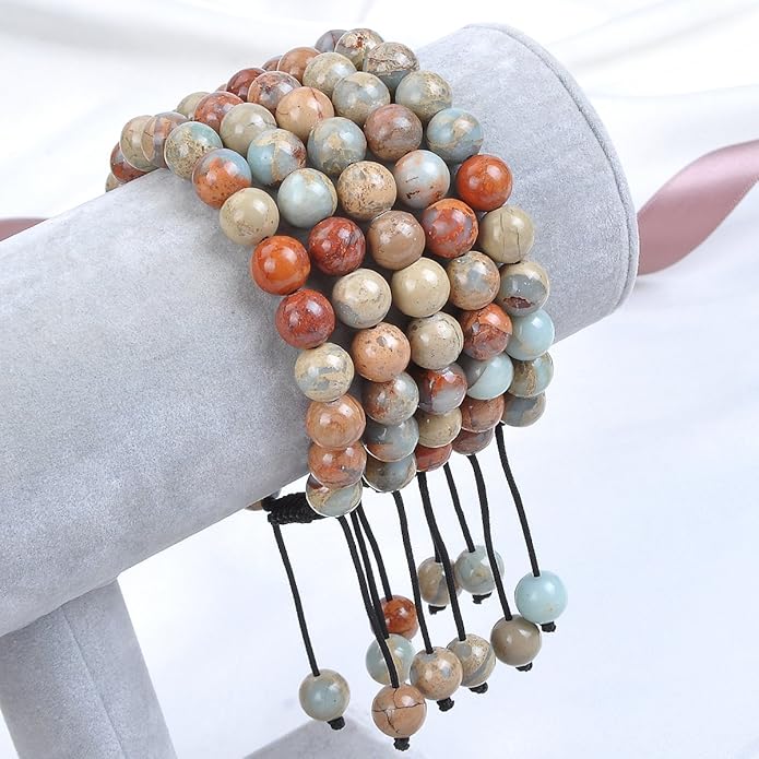 MASSIVE BEADS Natural Healing Power Gemstone Crystal Beads Unisex Adjustable Macrame Bracelets