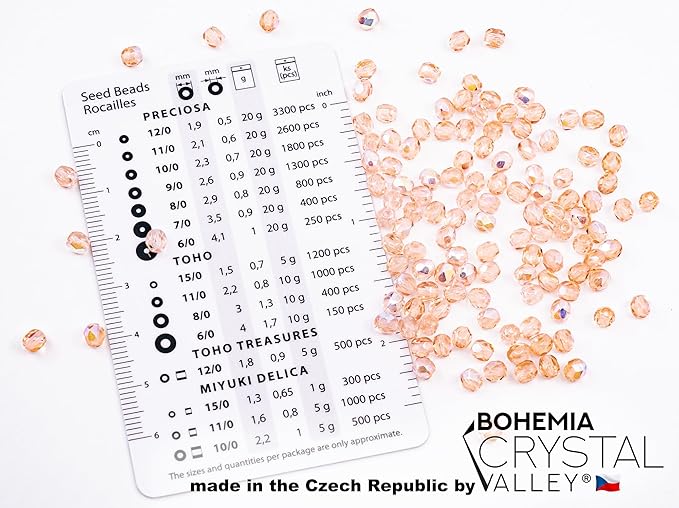 Bohemia Crystal Valley Czech Glass Beads & Japaneese TOHO Seed for Jewelry Making Set - 4 Gentle Distinct Colors Beads: Table Cut Flowers, Fire Polished Faceted 4mm, 2X Rocailles Mix Teal Pink Beige