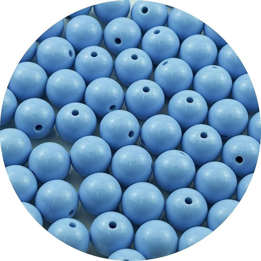 YUEXIGO 60pcs Acrylic Round Beads for Crafts 14mm Resin Candy Color Spacer Beads with Hole for Jewelry Making Sewing Crafts Decoration Necklaces Bracelets Earrings Supplies(Blue)