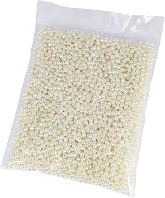INSPIRELLE 3000pcs 6mm Ivory Art Faux Pearl Beads ABS Round Loose Spacer Beads for DIY Craft Necklaces Bracelets Jewelry Making