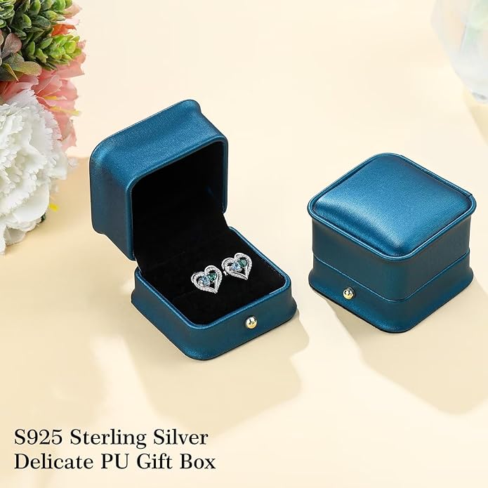 Iefil Valentines Day Gifts for Her - 925 Sterling Silver Birthstone Earrings, Anniversary Birthday Gifts for Women Wife Girlfriend Mom