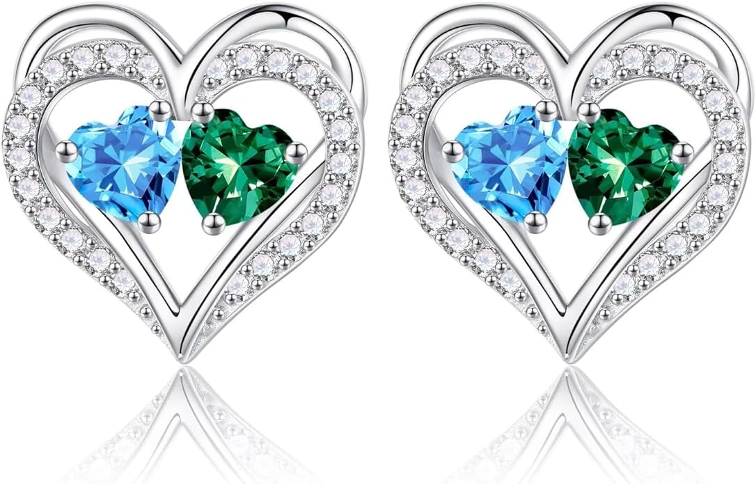 Iefil Valentines Day Gifts for Her - 925 Sterling Silver Birthstone Earrings, Anniversary Birthday Gifts for Women Wife Girlfriend Mom