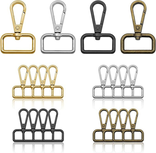 16pcs Lobster Claw Swivel Clasps 1” Metal D Ring Snap Hooks Trigger D Rings Purse Hardware Push Gate Snap Hooks Trigger Clips for Purse Keychain Strap Making(4 Colors, 2.5cm Inside Diameter)