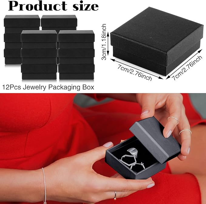 WSICSE 12pcs Jewelry Gift Boxes Small Gift Boxes for Necklace Ring Earring Jewelry Storage Box Cotton Filled Earring Boxes Gift Jewelry Organizer for Valentine's Day, Mother's Day