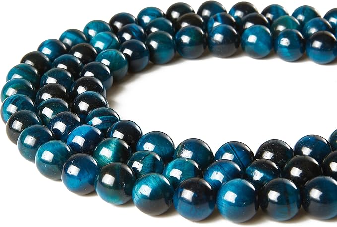 100pcs 6mm Aquamarine Tiger Eye Beads Natural Gemstone Beads Round Loose Beads for Jewelry Making