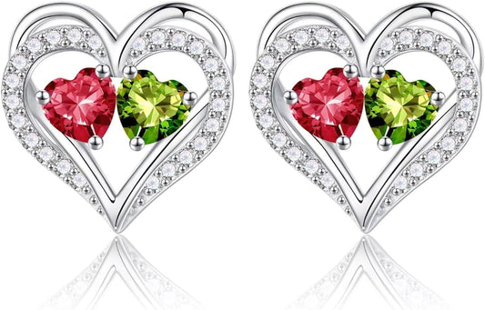 Iefil Valentines Day Gifts for Her - 925 Sterling Silver Birthstone Earrings, Anniversary Birthday Gifts for Women Wife Girlfriend Mom