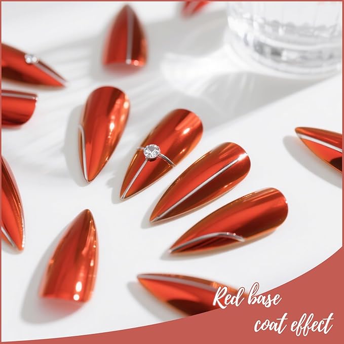 Artdone Red Aurora Chrome Nail Powder, Iridescent Unicorn Powder Metallic Mirror Effect Pigment Pearlescent Mermaid Pearl Glitter Dust Kit, Nail Art Decoration, Resin Craft