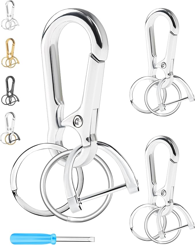 FIVEIZERO 13Pcs Keychain Clips Kit, Key Ring and Keychain Clip, D Rings, Key Rings Bulk, Key Rings for Home Car Keys, Office