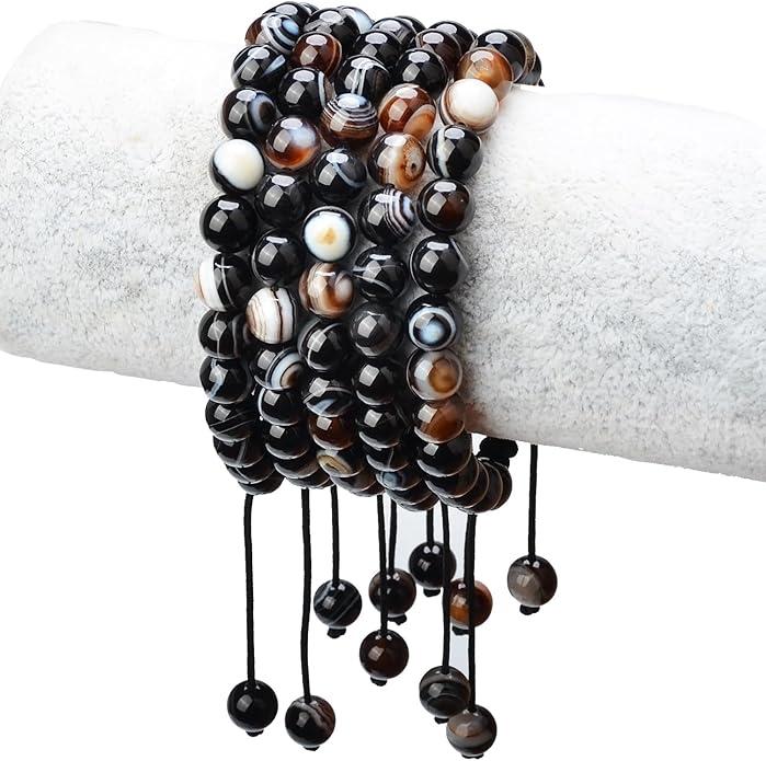 MASSIVE BEADS Natural Healing Power Gemstone Crystal Beads Unisex Adjustable Macrame Bracelets