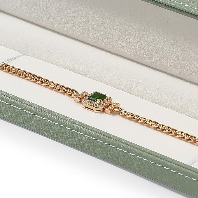 Jewelry Box PU Leather Necklace/Long Chain Gift Box Velvet Jewellery Storage Case Engagement, Anniversary(Green)