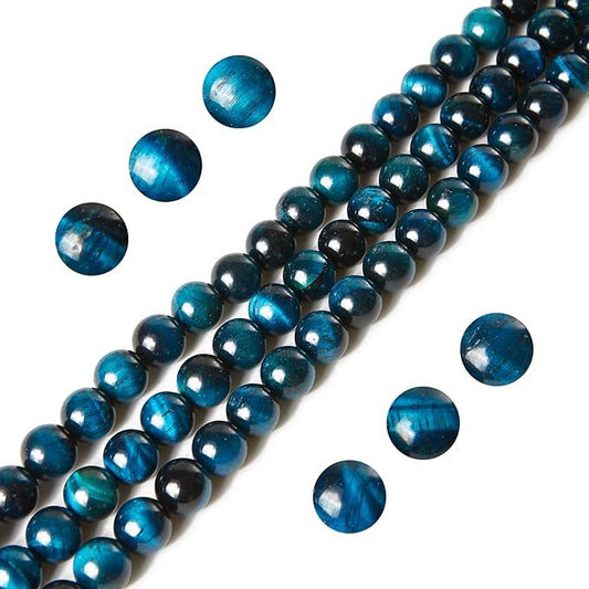 100pcs 8mm Aquamarine Tiger Eye Beads Natural Gemstone Beads Round Loose Beads for Jewelry Making