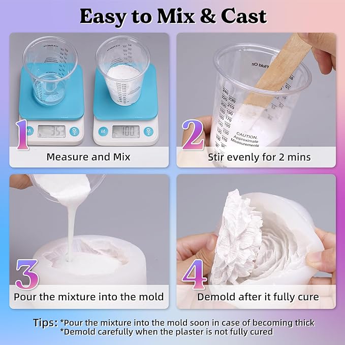 LET'S RESIN Resin Casting Powders 3000g, Fast Cured Casting Resin Kit for Beginners,20~30 Minutes De-Mold, Water Activated Plaster Powder Kit for Molds, Easy Mixing & Self Leveling