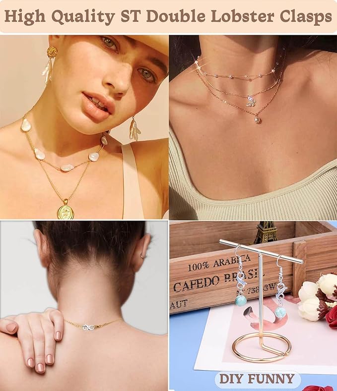 Double Opening Lobster Clasp 316 Stainless Steel Silver and Gold Pleted Necklace Bracelet Extender Clasps and Closures for DIY Jewelry