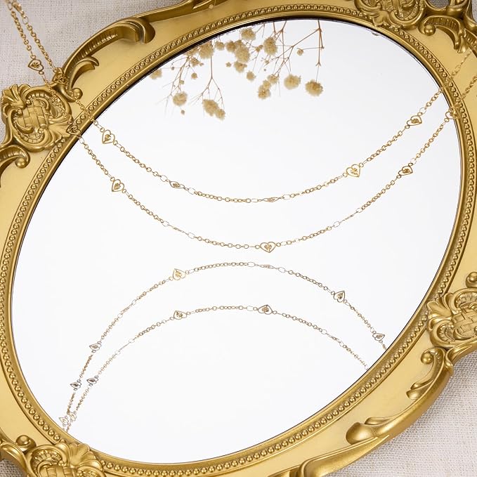 GTVOODX 16.4 Feet 18k Gold Plated Heart Chain for Jewelry Making, Silver Stainless Steel Cable Chain Spool Bulk for DIY Necklace Bracelet Craft with Lobster Clasps and Jump Rings