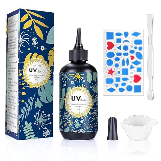 OSBANG Crystal Clear Hard UV Resin Upgraded Formula Ultraviolet Fast Curing for Jewelry Making Craft Decoration Hard Transparent Glue Solar Cure Sunlight Activated Resin Casting & Coating (200g)