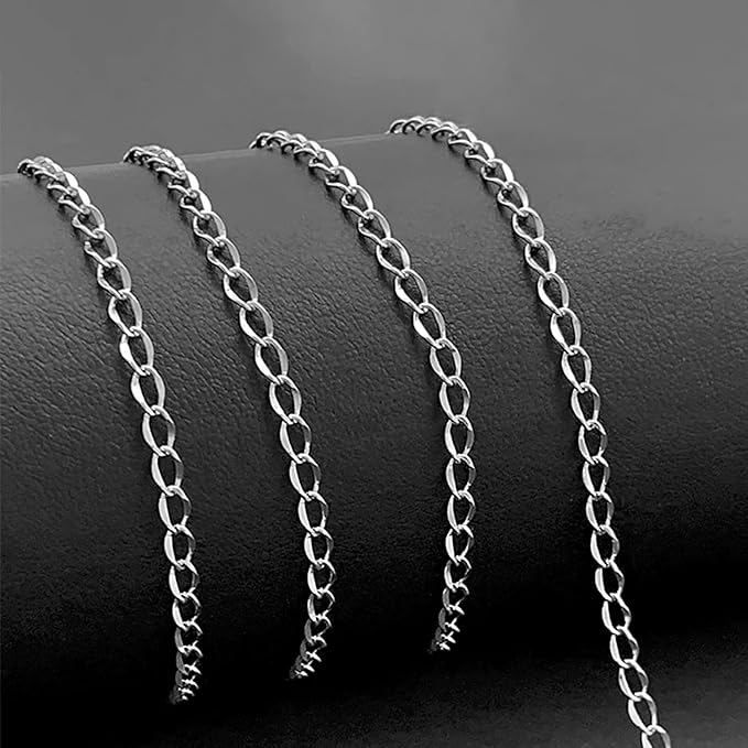 Jishi 33ft Twisted Cable Chain 2mm Silver Stainless Steel Link Chain, Jewelry Making Supplies Necklace Bracelet Extender, DIY Craft Earring Findings, Metal Link Chain Roll w/Lobster Clasps, Jump Rings