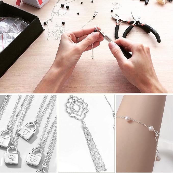 33 Feet Silver Plated Stainless Steel Cable Chain Bulk, 2.5mm 304 Stainless Steel Silver Flat Cable Link Chains Roll Spool for Jewelry Making Necklace DIY Craft