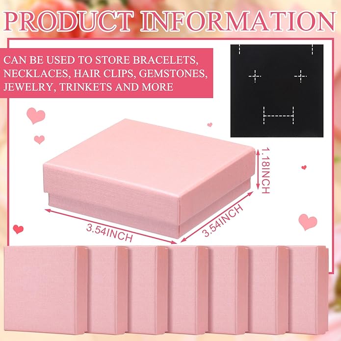 Tenceur 100 Pcs Valentines Jewelry Gift Boxes Bulk Kraft Jewelry Cardboard Box for Necklace Earring Bracelet Storage Package