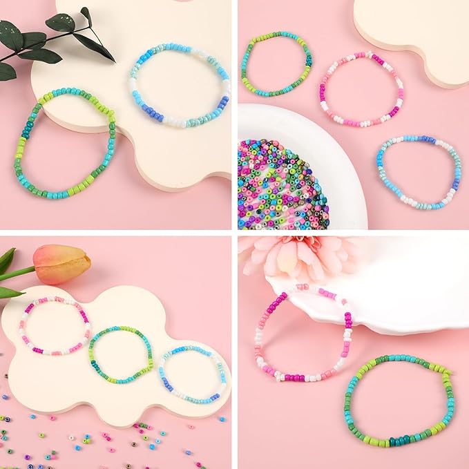 13000pcs 3mm Glass Seed Beads 24 Colors Small Craft Beads Small Beads for DIY Bracelet Necklace Ring Craft Jewelry Making, with Scissor and Two Clear Bracelet String (540pcs per Color