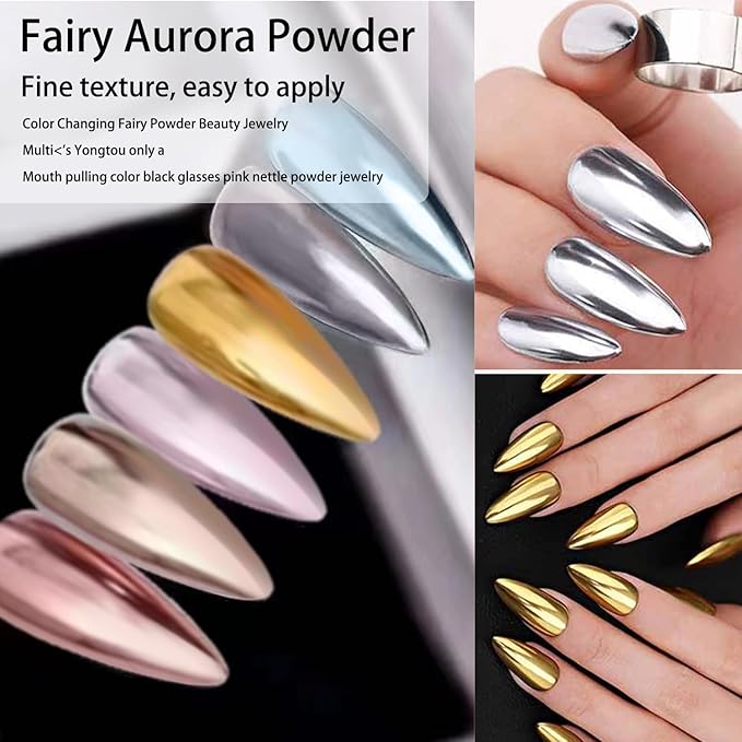 SULLMAR 6colour Chrome Nail Powder for Beautiful Mirror Effect Chrome Powder Get the Polish of Your Dreams with Our Nail DIY Enthusiasts Glitter Chrome Powder for Nails (set B)