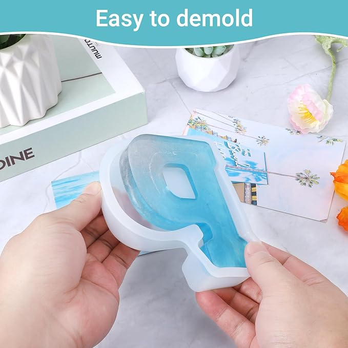 Gartful Resin Letter Molds for Casting, P Capital Alphabet Resin Silicone Molds for Epoxy, Thick 3D Silicone Letter Molds for Making Letters, Word Sign Art, DIY Crafts, Making Candle, Party Home Decor