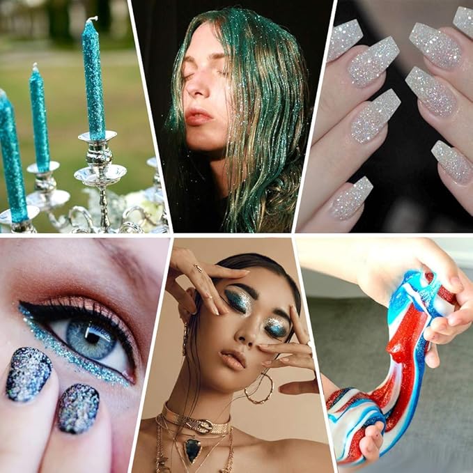 Extra Fine Glitter, Set of 24 Colors Nail Arts Face Hair Eye Lip Gloss Makeup Glitter, Slime,Tumbler and Epoxy Resin Crafts Loose Powder Shaker