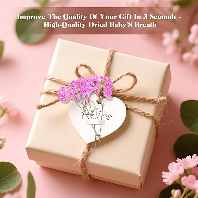 50 Pcs Baby's Breath Real Natural Dried Pressed Flowers for Wedding DIY Crafts Home Decor Resin Art Card Making Vase Arrangements ( Pink)