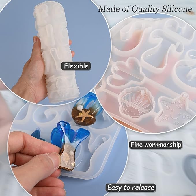 Moukiween Alphabet Keychain Molds with Hole, Resin Letter Number Molds for Keychain Jewelry Pendant Making Kit