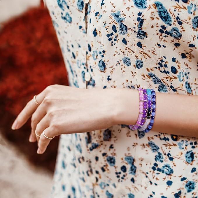 1368pcs 6mm Glass Beads for Bracelets, 34 Colors Crystal Beads for Jewelry Making, Funtopia Round Glass Beads for DIY Earrings Necklace Crafts with Spacer Beads and Charms, Solid and Gradient Colors