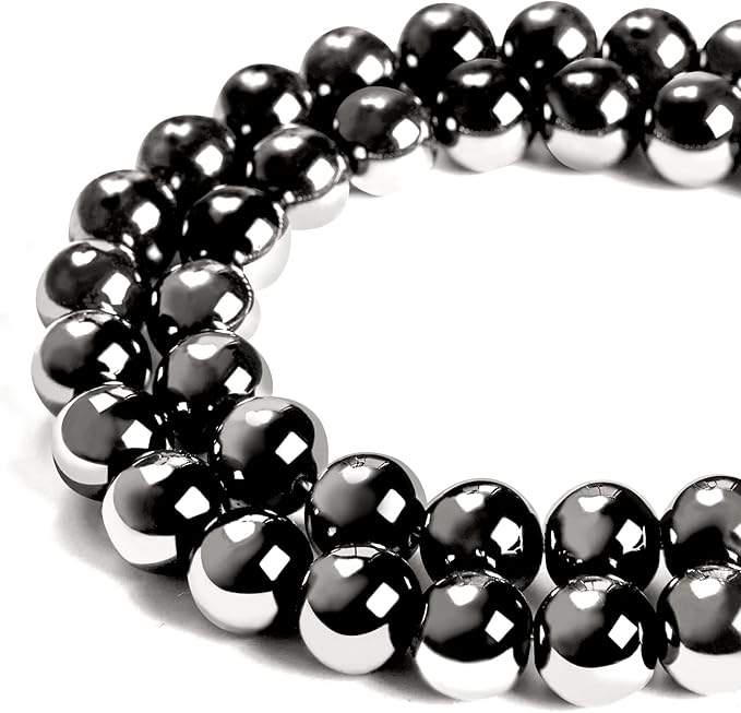 100pcs 10mm Black Hematite Beads Natural Gemstone Beads Round Loose Beads for Jewelry Making