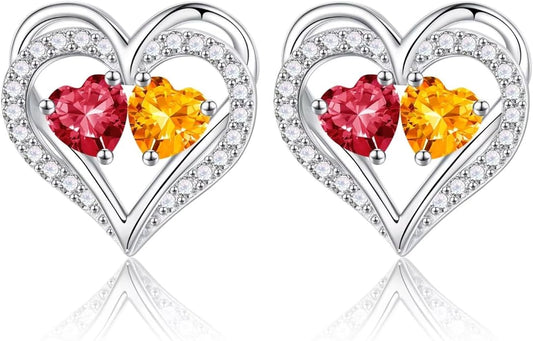 Iefil Valentines Day Gifts for Her - 925 Sterling Silver Birthstone Earrings, Anniversary Birthday Gifts for Women Wife Girlfriend Mom