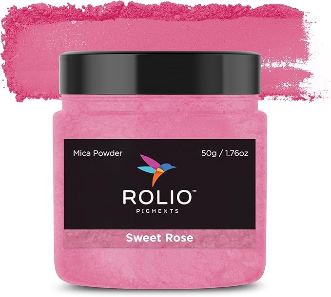 Rolio Premium Mica Powder - Sweet Rose (50G / 1.76oz) - 1 Jar of Pink Pigment Powder for Epoxy Resin, Dye, Soap Making, Nail Polish, Paint, Candle Making, Bath Bombs, Slime