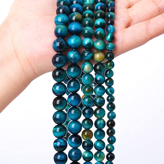 Natural Stone Blue Tiger Eye Beads Round Loose Beads for Jewelry Making DIY Bracelet Necklace Accessories 15" 12mm 32pcs