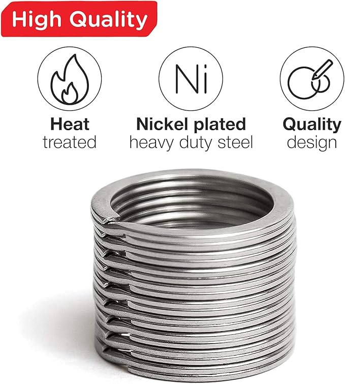 Key Rings Flat Split Keychain Bulk – Heavy Duty 1.18" (30 mm) Keyring – Organize Fast for Car & Home, Lanyards, School/Office/DIY – Metal Dog Tag Rings – Silver/Gold/Rainbow/Gunmetal