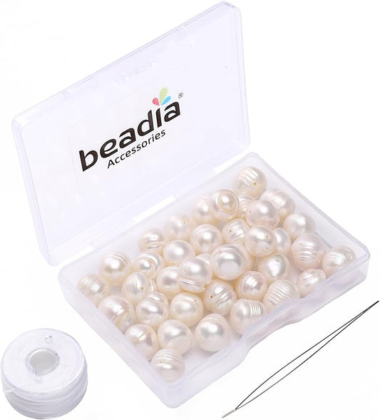 Natural Pearl Beads Potato 10-11mm White Freshwater Cultured Loose Gemstone Beads for DIY Jewelry Making 13.8''/Strand HQ