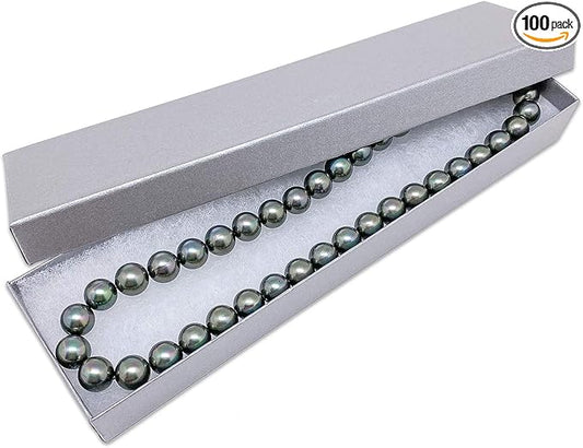 TheDisplayGuys - 100-Pack #82 Cotton Filled Cardboard Paper Jewelry Boxes Gift Case - Pearl Gray (8.0" x 2.0" x 1.0") - for Shipping or Storage