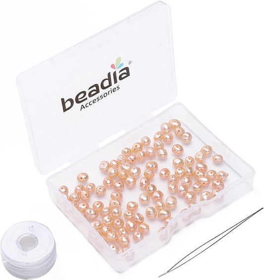 Natural Pearl Beads Potato 4-5mm Pink Freshwater Cultured Loose Gemstone Beads for DIY Jewelry Making 13.8''/Strand HQ