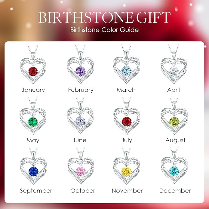 CDE Valentine's Day Gift Forever Love Heart Necklaces for Women, Wedding Anniversary, Birthday Mothers Christmas Day Gifts for Mom, Mother, Wife, S925 Silver Jewelry with Birthstone Pendant