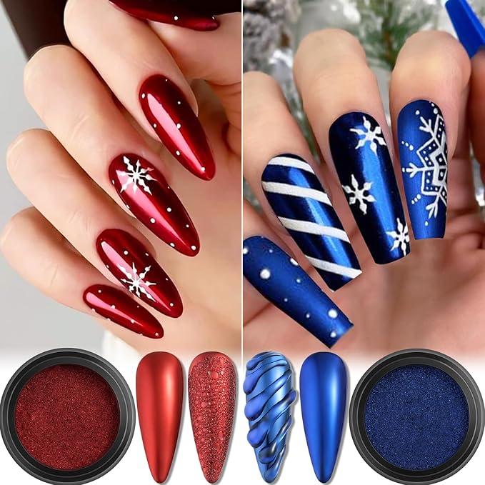 Fcozpjk Chrome Nail Powder Set 24 Colors, Mirror Effect Gold Silver Chrome Glitter Powder White Pearl Chrome Powder Iridescent Pigment for Nails Opal Flakes Gold Leaf for Nail Art Decoration