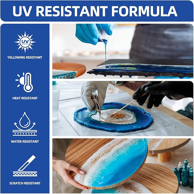 1 Gallon Crystal Clear Epoxy Resin Kit - Food Safe & Bubble-Free - 1:1 Ratio High Gloss Casting Resin for Art, Crafts & Woodworking - Rock-Hard 75+ Shore D, UV Resistant, 24h Cure