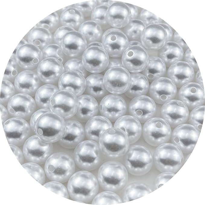 100pcs 16mm Pearl Beads White Round Pearls Acrylic Beads for Jewelry Making DIY Craft Bracelets Necklaces Earrings Vase Fillers Home Wedding Decoration