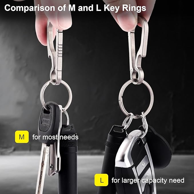 Titanium Key Rings Heavy Duty Side Push Split Key Chain Rings for Key Carabiner Quick Release Keychain Rings